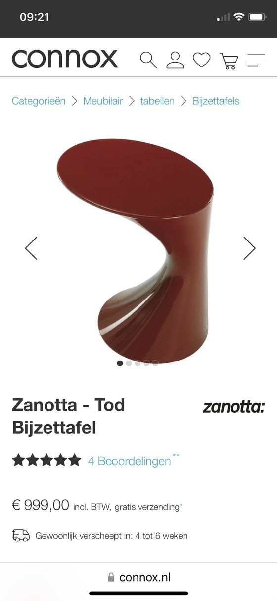 Image 1 of Zanotta Tod bijzettafel rood