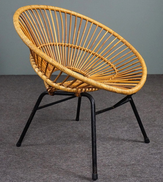 Image 1 of Dutch design jaren 50 rotan stoel, handgemaakt