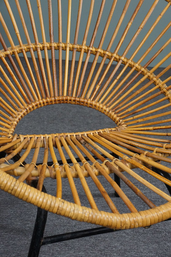 Image 1 of Dutch design jaren 50 rotan stoel, handgemaakt