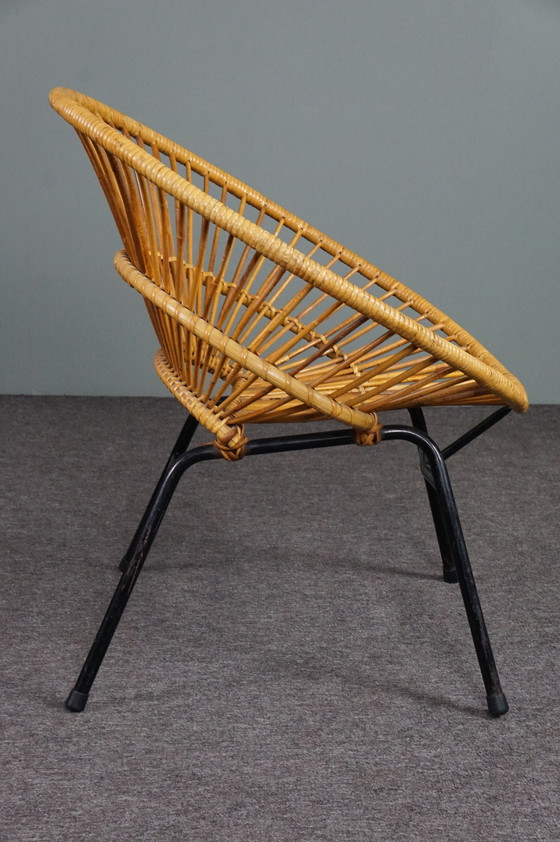 Image 1 of Dutch design jaren 50 rotan stoel, handgemaakt