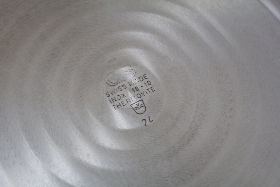 Image 1 of 2 C&S inox vintage kookpannen met bruin geëmailleerde deksels