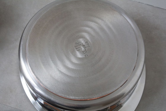 Image 1 of 2 C&S inox vintage kookpannen met bruin geëmailleerde deksels