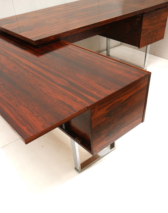 Image 1 of Groot zeldzaam vintage rio palissander hoekbureau / directiebureau uit de jaren ’60