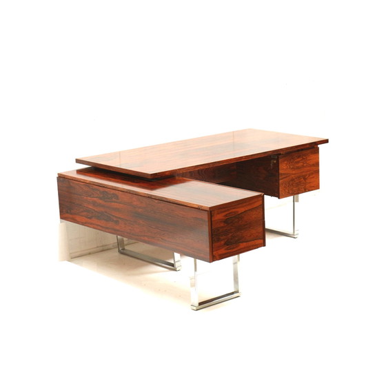 Image 1 of Groot zeldzaam vintage rio palissander hoekbureau / directiebureau uit de jaren ’60