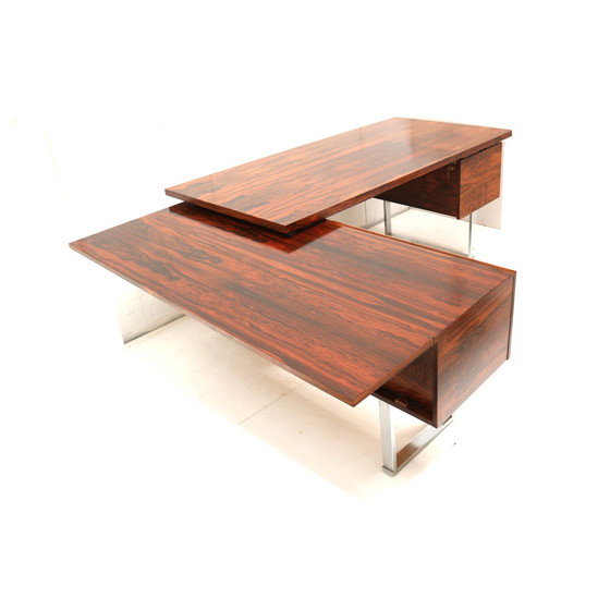 Image 1 of Groot zeldzaam vintage rio palissander hoekbureau / directiebureau uit de jaren ’60