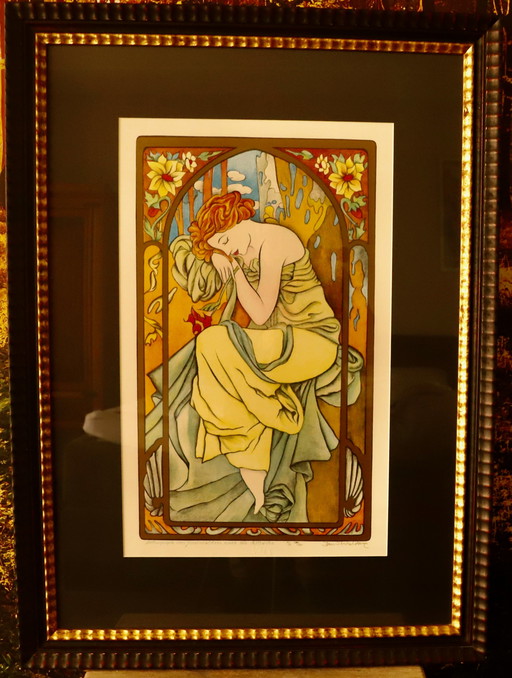 Alphonse Mucha - Repos de la Nuit litho