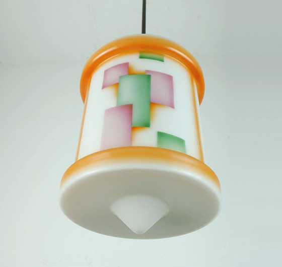 Image 1 of Kunst déco glazen hanglamp