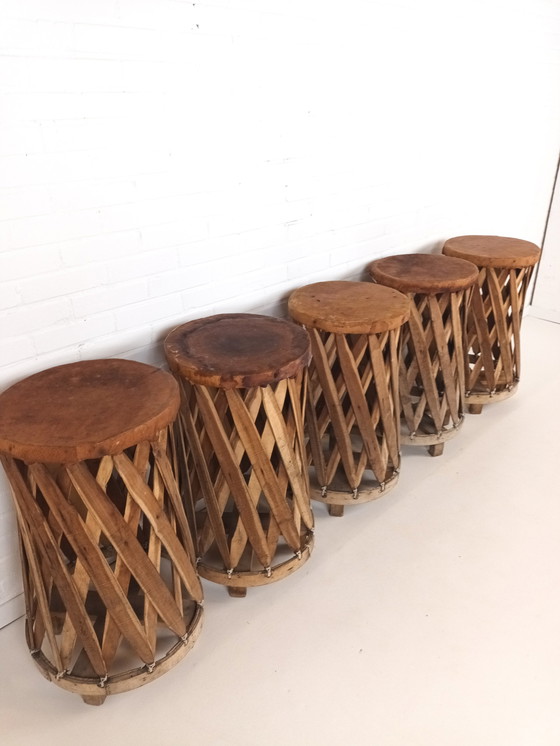 Image 1 of 5x vintage mexicaanse equipale barkruk