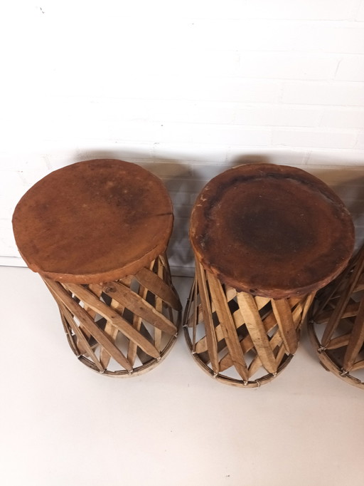 5x vintage mexicaanse equipale barkruk