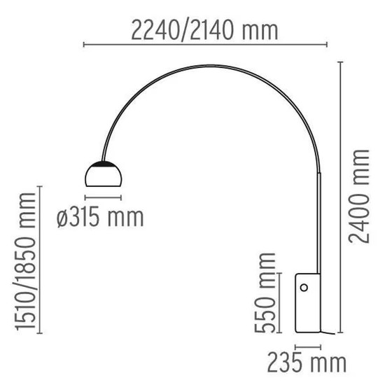 Image 1 of Flos Arco Terra HALO, booglamp met snoerschakelaar