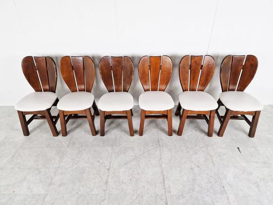 Image 1 of 6x Vintage brutalistische eetkamerstoel