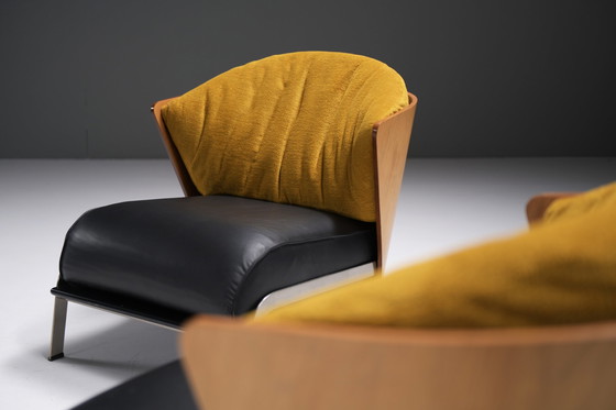 Image 1 of Prachtige Elba stoelen met miauwleer & fluweel van Franco Raggi voor Cappellini