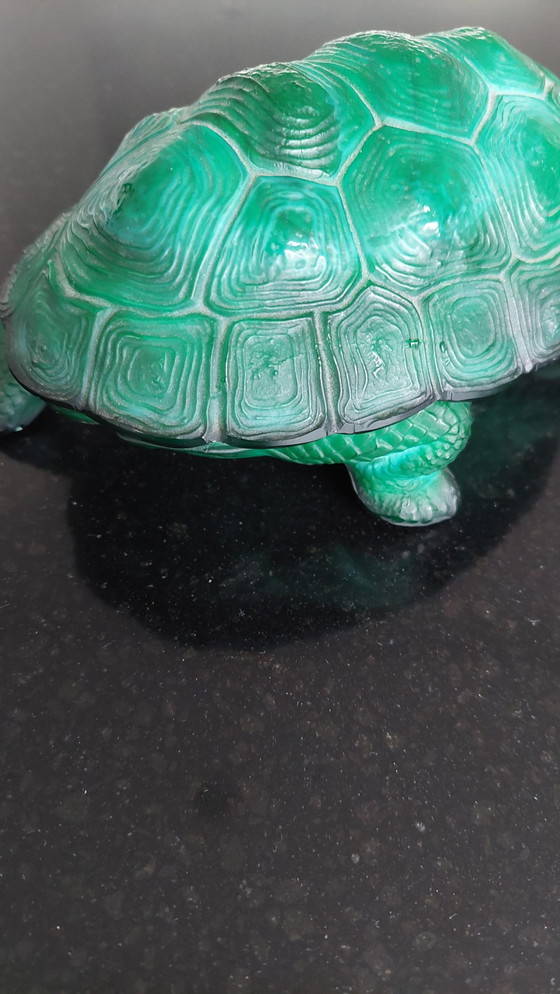 Image 1 of Boheemse Schlevogt, Petrucci Malachiet Glazen Schildpad Trinket Schotel