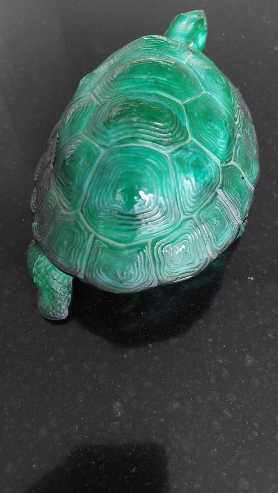 Image 1 of Boheemse Schlevogt, Petrucci Malachiet Glazen Schildpad Trinket Schotel