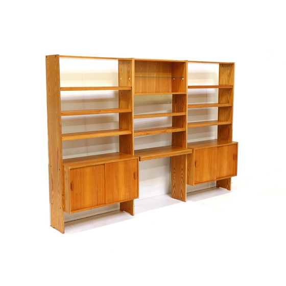 Image 1 of Grenen vintage wandmeubel / wandsysteem gemaakt in de jaren ’70