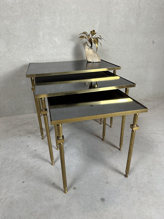 Image 1 of Vintage brass ‘nesting tables’