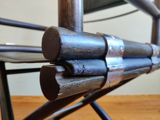 Image 1 of 4 x vintage regisseursstoelen X-stoel van McGuire, jaren 50