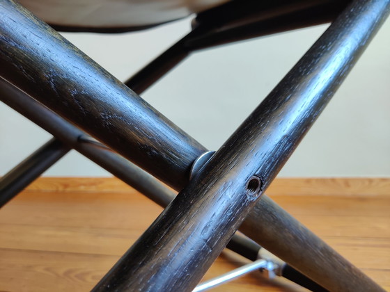 Image 1 of 4 x vintage regisseursstoelen X-stoel van McGuire, jaren 50