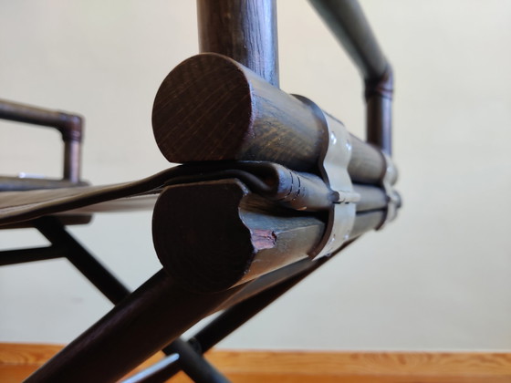 Image 1 of 4 x vintage regisseursstoelen X-stoel van McGuire, jaren 50