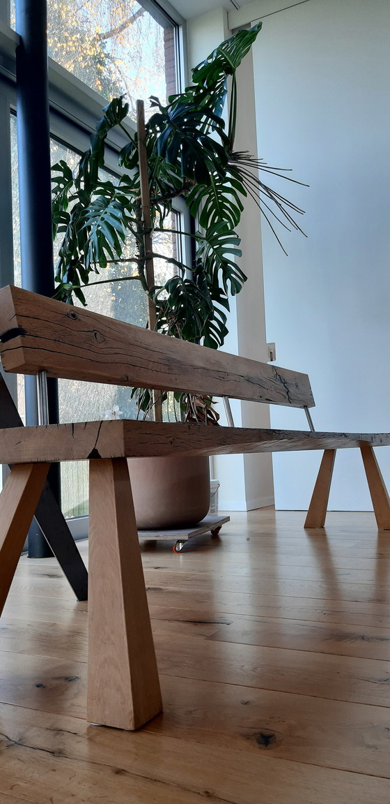 Image 1 of firma edelwerk Eiken Tafel, Gemaakt Uit Oude Oude Wagonplanken