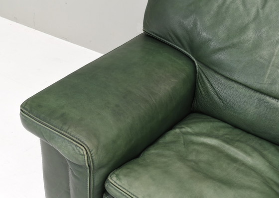 Image 1 of Roche Bobois Lounge Fauteuil in Groen gepatineerd Leer – circa 70's design