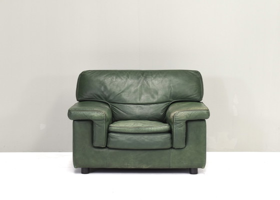 Image 1 of Roche Bobois Lounge Fauteuil in Groen gepatineerd Leer – circa 70's design