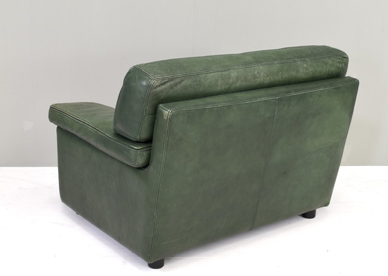 Image 1 of Roche Bobois Lounge fauteuil in groen gepatineerd leer - circa 1970