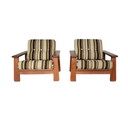 Twee vintage teakhouten fauteuils