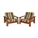 Twee vintage teakhouten fauteuils