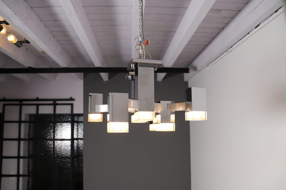 Image 1 of Plafondlamp 'Cubic' met 8 lichtunits van Gaetano Sciolari voor Sciolari - Italië - jaren 70