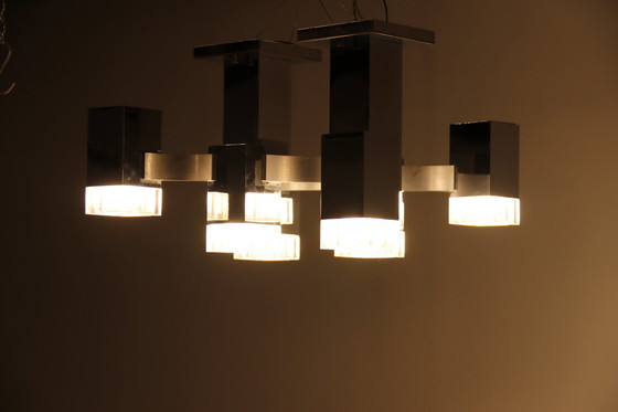 Image 1 of Plafondlamp 'Cubic' met 8 lichtunits van Gaetano Sciolari voor Sciolari - Italië - jaren 70