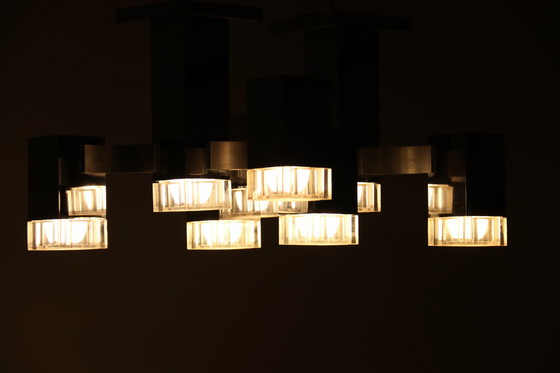 Image 1 of Plafondlamp 'Cubic' met 8 lichtunits van Gaetano Sciolari voor Sciolari - Italië - jaren 70