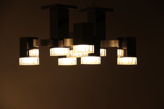 Image 1 of Plafondlamp 'Cubic' met 8 lichtunits van Gaetano Sciolari voor Sciolari - Italië - jaren 70