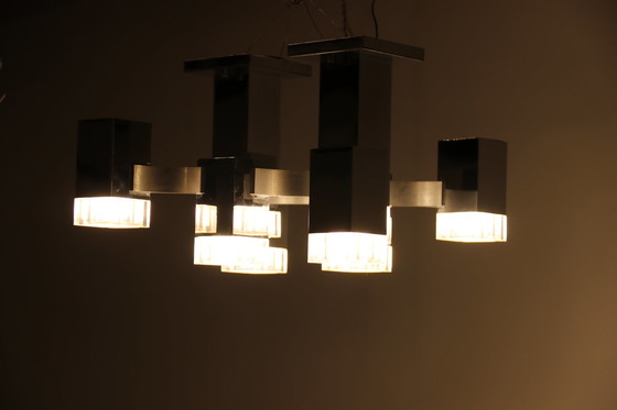 Image 1 of Plafondlamp 'Cubic' met 8 lichtunits van Gaetano Sciolari voor Sciolari - Italië - jaren 70