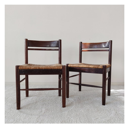 2 houten vintage stoelen