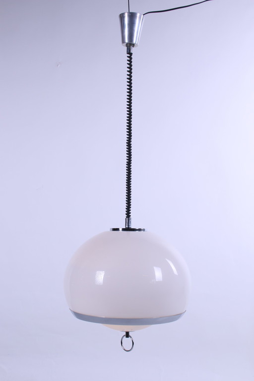 Opaline space age Duitse hanglamp met harmonica koord