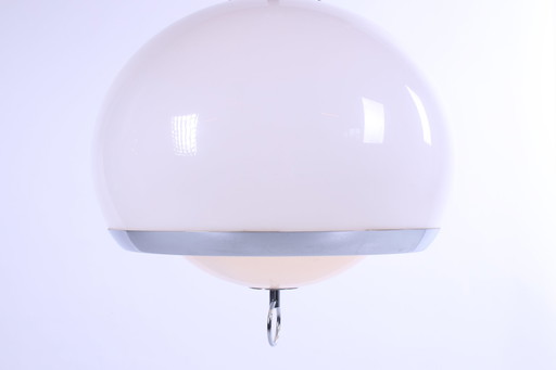 Opaline space age Duitse hanglamp met harmonica koord