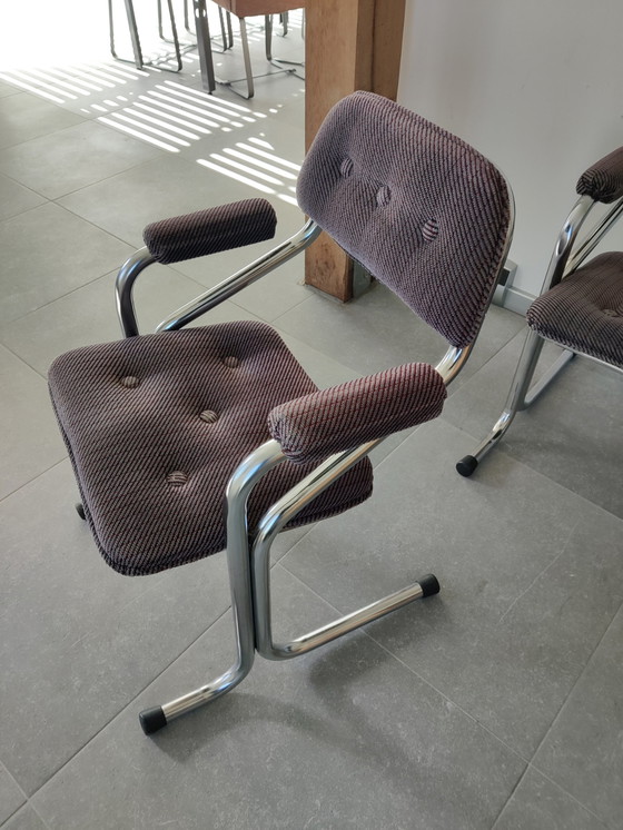 Image 1 of 4x Tubular vintage dining chairs