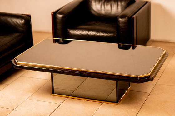Image 1 of Vintage Belgochrom zwart & messing salontafel