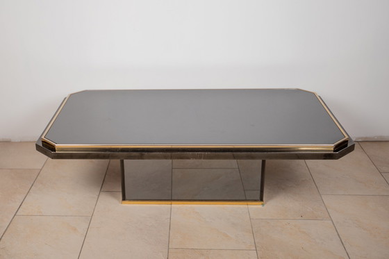 Image 1 of Vintage Belgochrom zwart & messing salontafel