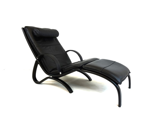 Image 1 of Nelo Zweden lederen fauteuil met poef