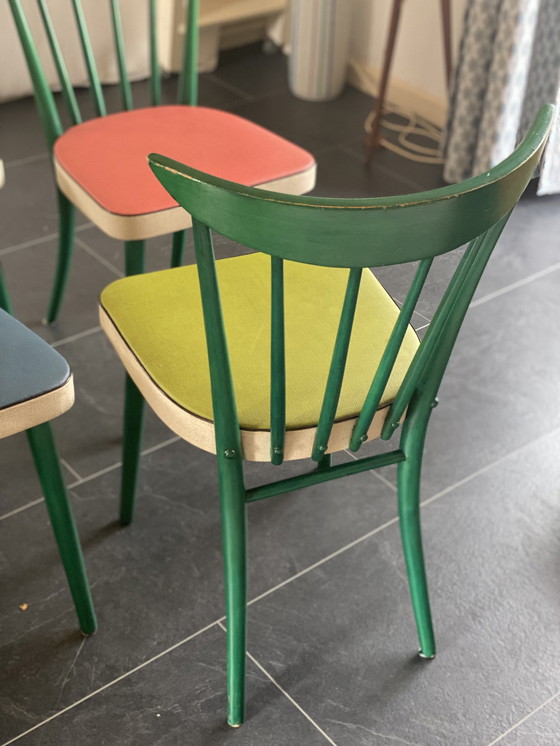 Image 1 of Set van 4 Vintage eetkamerstoelen met spindelrug