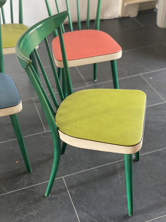 Image 1 of Set van 4 Vintage eetkamerstoelen met spindelrug