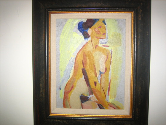 Image 1 of Zittend naakt schilderij van Jan Gerrit Jordens 1883-1962