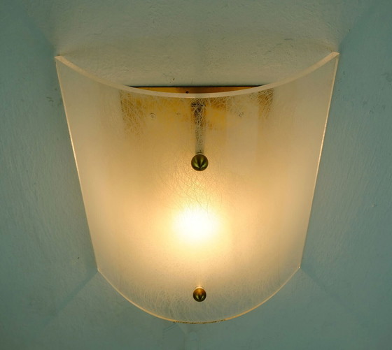 Image 1 of grote SCONCE wandlamp van acryl en messing mid century