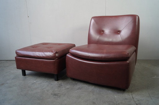 Vintage modulair zitelement + hocker