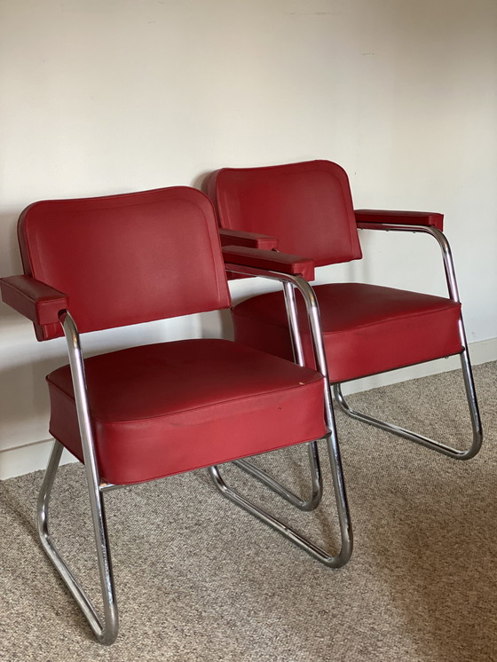Image 1 of Vintage 'Pullman' Industriele Stoelen - 2 stuks