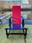 Cassina by Gerrit Rietveld Red & Blue Chair