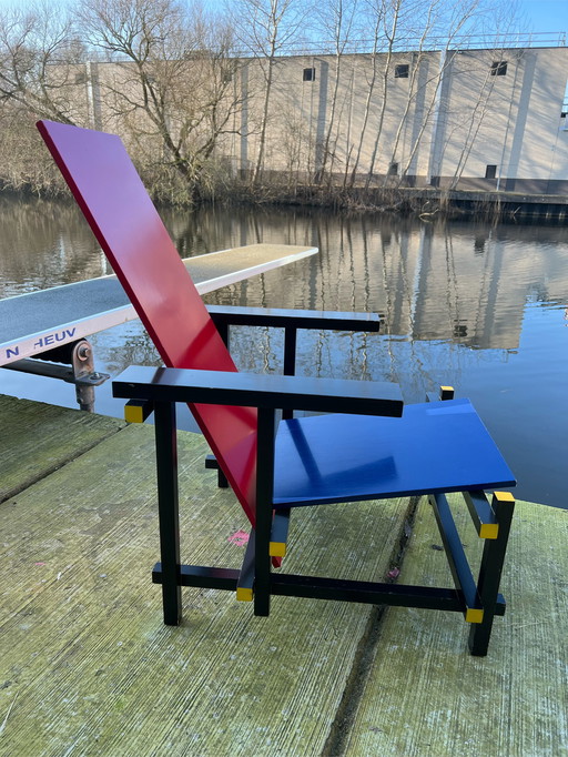 Cassina by Gerrit Rietveld Red & Blue Chair