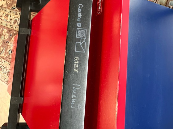 Image 1 of Cassina by Gerrit Rietveld Red & Blue Chair